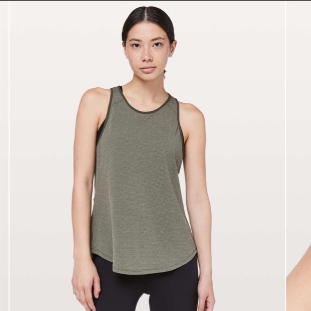 Lululemon Open Back Tie Tank - Olive Green